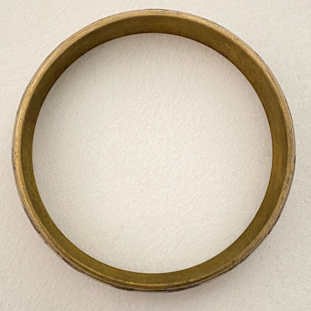 💎Bangle Bracelet Bronze Tone Chunky Flower Leaf Engraved - Picture 4 of 8